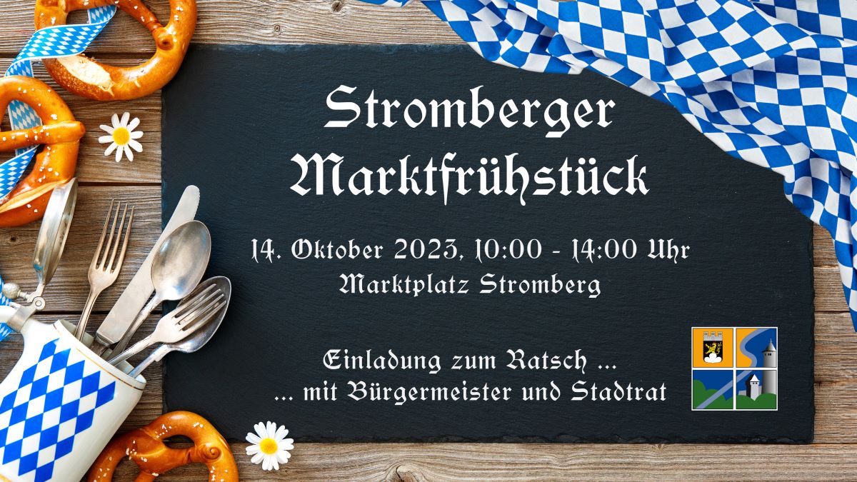 Flyer: Stromberger Marktfrühstück am 14.10.2023