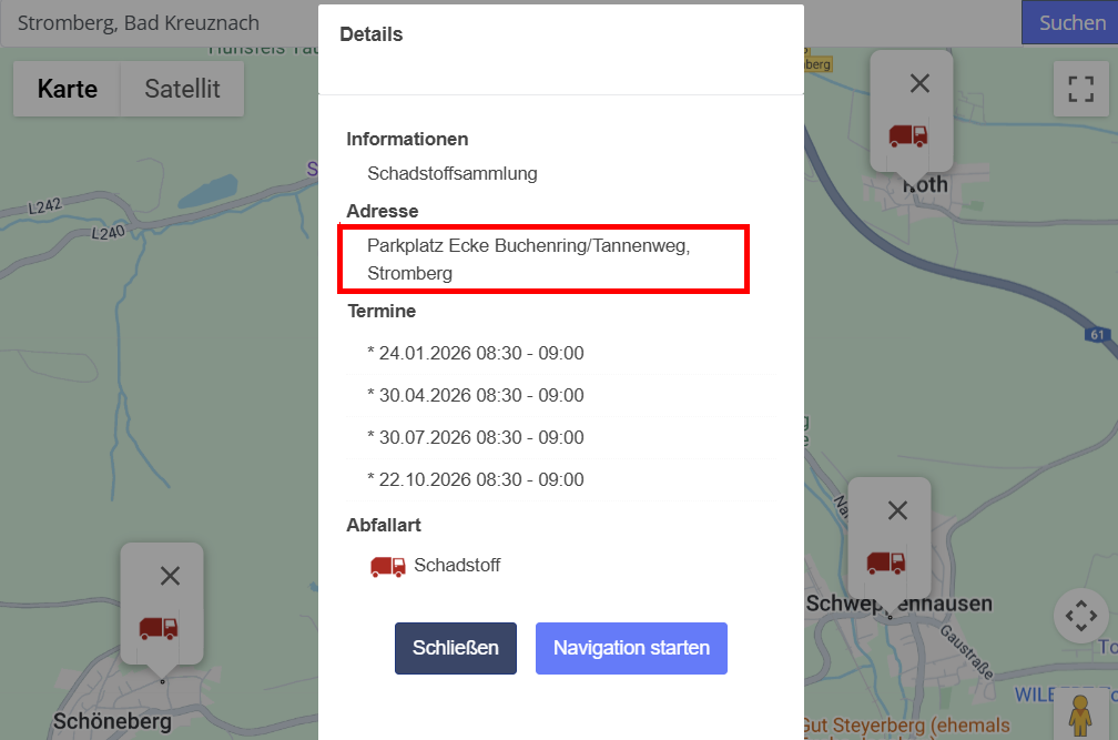 Termine für das Schadstoffmobil in Schindeldorf für 2026