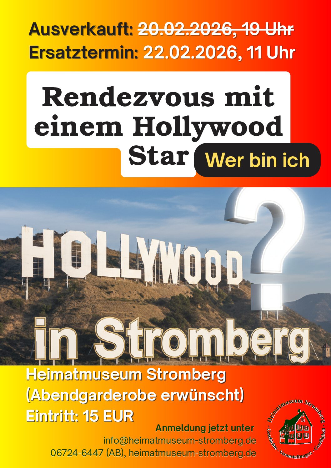 Veranstaltung im Heimatmuseum am 20. Februar 2026: Thema Hollywood