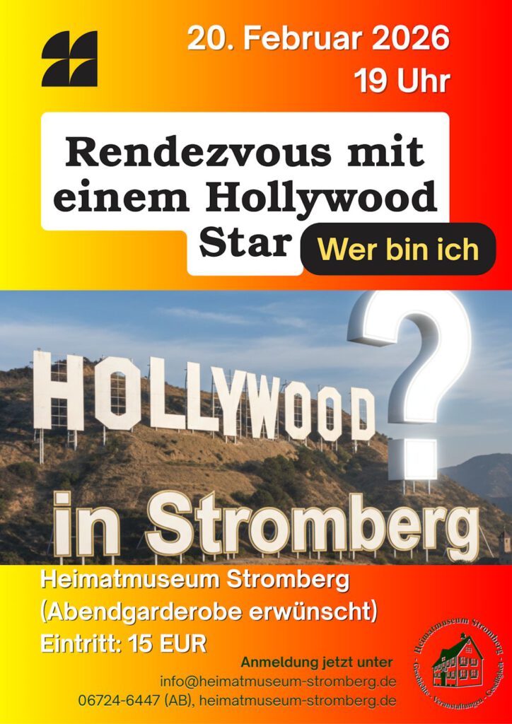 Veranstaltung im Heimatmuseum am 20. Februar 2026: Thema Hollywood