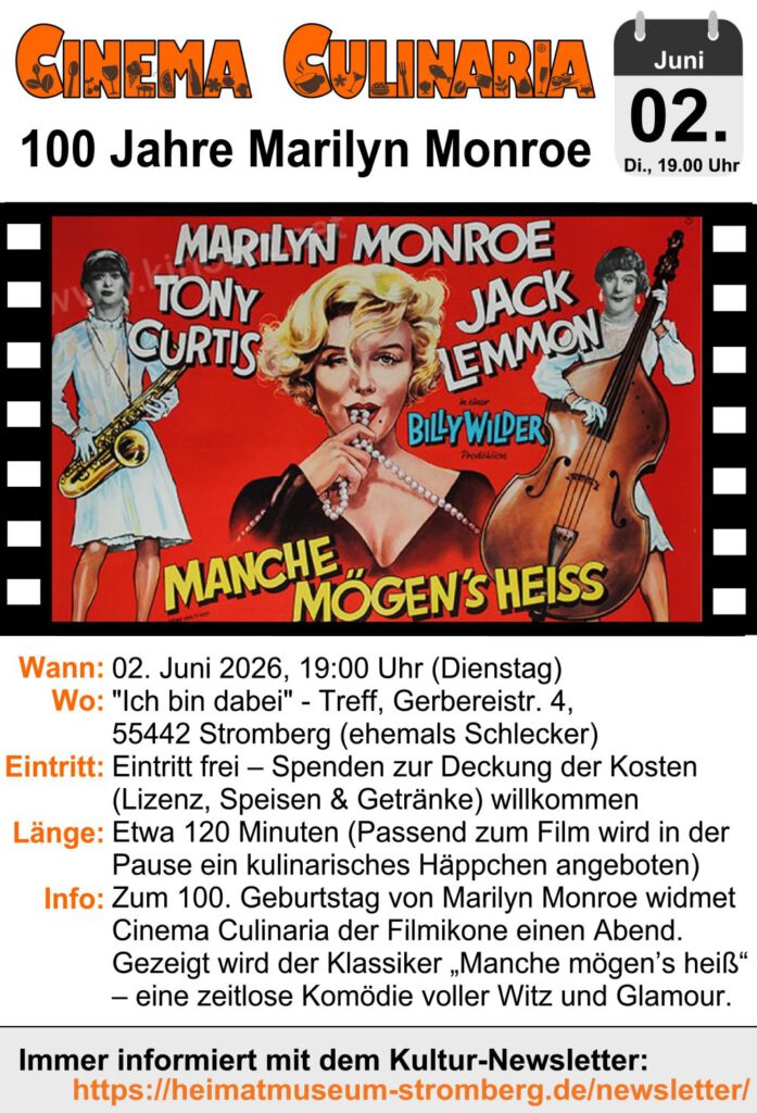 Film „Manche mögen’s heiß” am 02.06.2026 im Cinema Culinaria!
