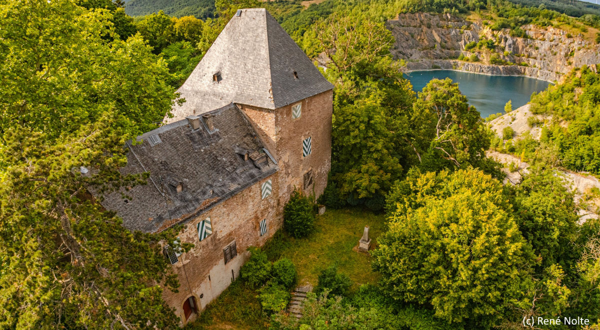 Luftbildaufnahme der Burg Gollenfels in Stromberg (Copyright René Nolte)