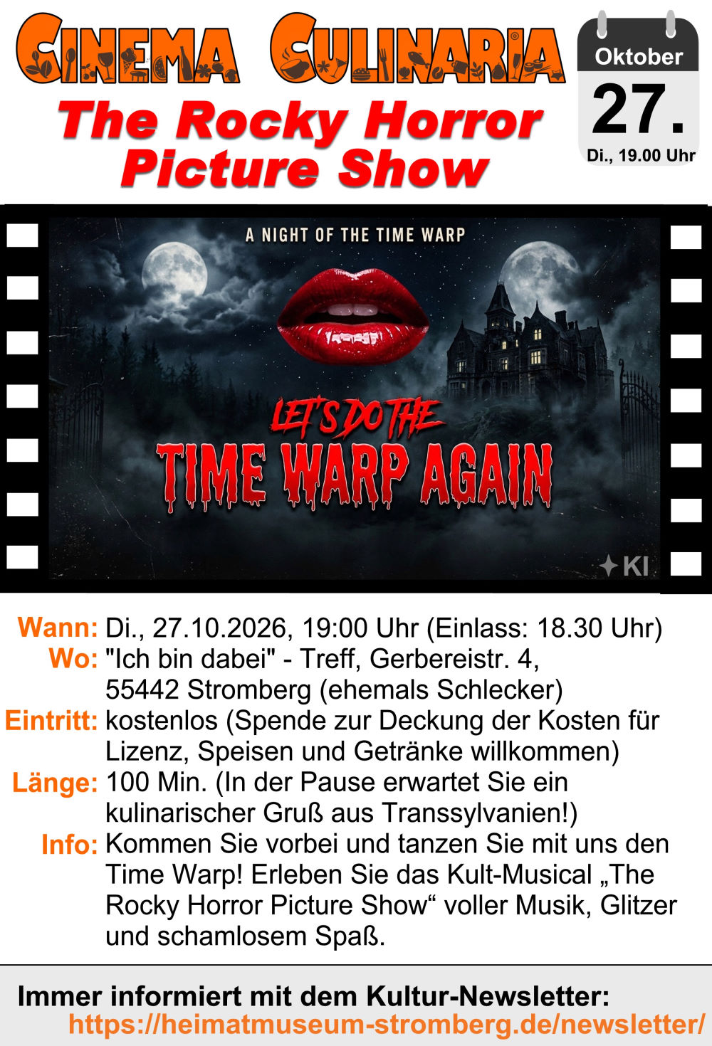 Film „The Rocky Horror Picture Show” am 27.10.2026 im Cinema Culinaria!
